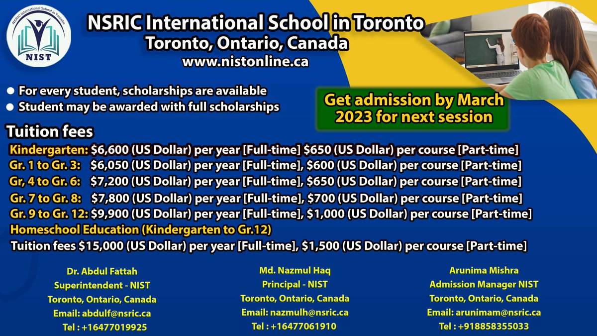 nist_canada's tweet photo. 🇨🇦👩‍🎓For every student, scholarships are available
Please visit: https://t.co/mClPc0wN1N
#education #success #careers #students #university #schools #administration #canada #NSRIC #bestschool #mohammed_enamul #topschool #bestonlineeducationincanada #onlineeducationincanada https://t.co/yRTnvfY4Up