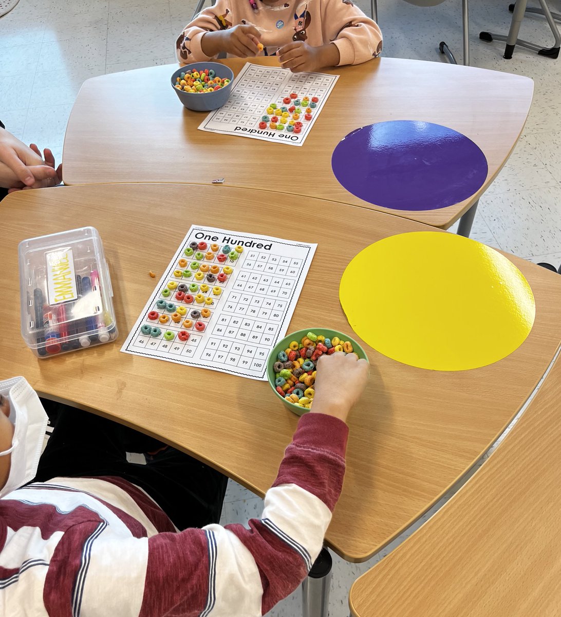 msmaggiedill's tweet photo. Celebrating the 100th day of school with a favorite hands on activity- Fruit Loop Ten Frames! A few might not have made it on the board 😂 #exploration #joy #specialeducation https://t.co/pcwOU7hN6h
