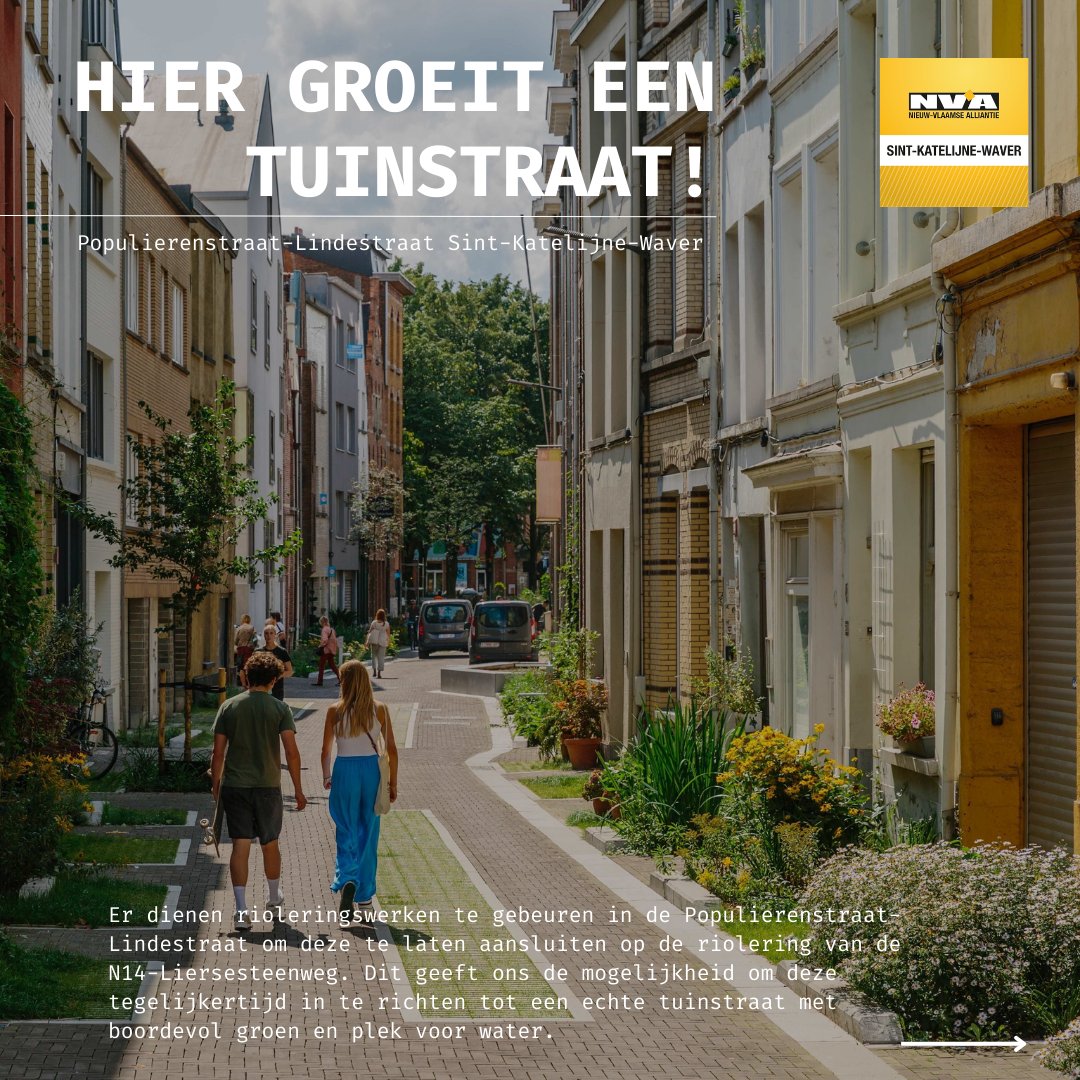 NVA_SKW's tweet photo. Het vooruitstrevend voorontwerp van Populierenstraat en Lindestraat moet worden beschouwd als een belangrijke maatregel voor de gemeente om zich aan te passen aan de wijzigingen van het klimaat, zoals wateroverlast bij hevige regenbuien en hittestress tijdens hete zomers. https://t.co/tFxpcogPKw