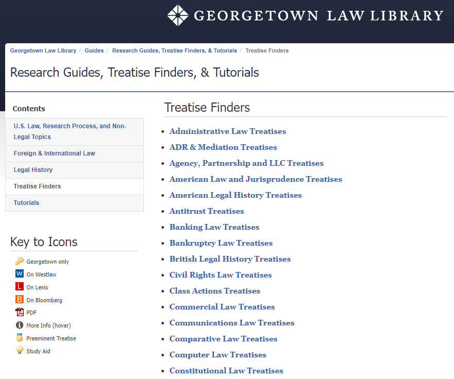 This month’s Legal Research Tip is to visit <a href="/GtownLawLib/">GeorgetownLawLibrary</a>'s Treatise Finder when choosing a treatise. (guides.ll.georgetown.edu/home/treatise-…). A “gold medal” next to a title indicates it is a preeminent treatise in the area.
