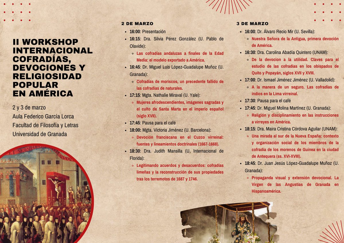 Cehilanet's tweet photo. II Workshop Internacional. Cofradías, devociones y religiosidad popular en América. https://t.co/FE9DmzG9tz