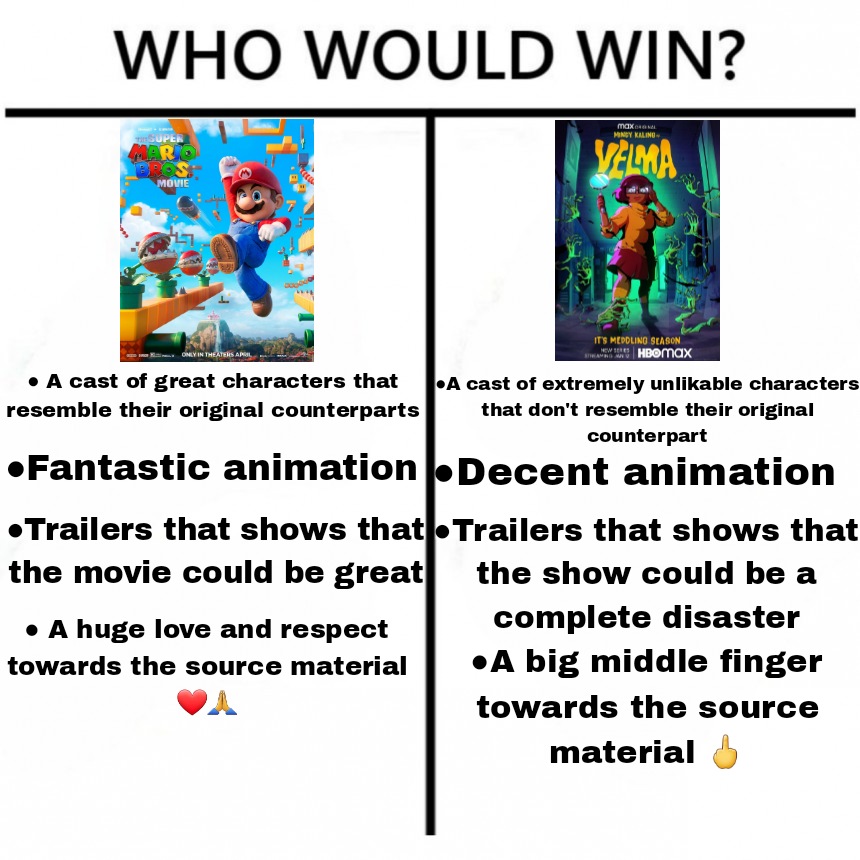 WHO WOULD WIN?
#mariomovie #SuperMarioBrosMovie #ScoobyDoo #Velma #VelmatheSeries