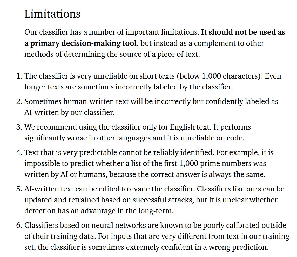 Important: There is no reliable way of detecting ChatGPT writing. You can't accuse students of cheating based on any online tools.

The tool from OpenAI itself only detects ChatGPT writing 26% of the time. And it incorrectly identifies writing as AI-made 9% of the time.  Also👇