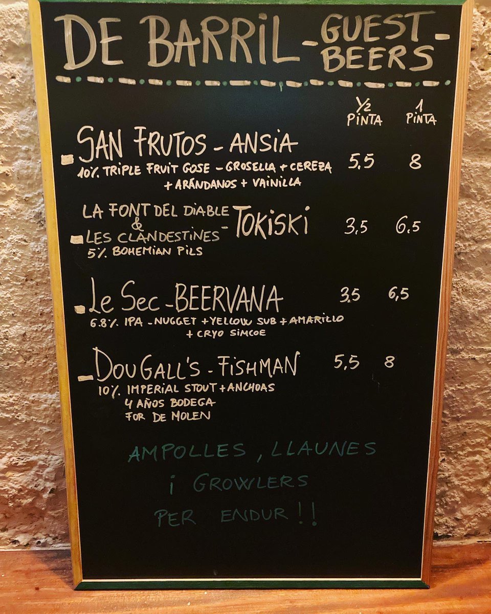 brewpublesec's tweet photo. Avui On Tap!! @cervezasanfrutos @lafontdeldiable @cervesalesclandestines @brewpublesec @cervezadougalls #blackhopsun #comeonaleen #trentrednor #beervana https://t.co/Ua1x7DY3z8