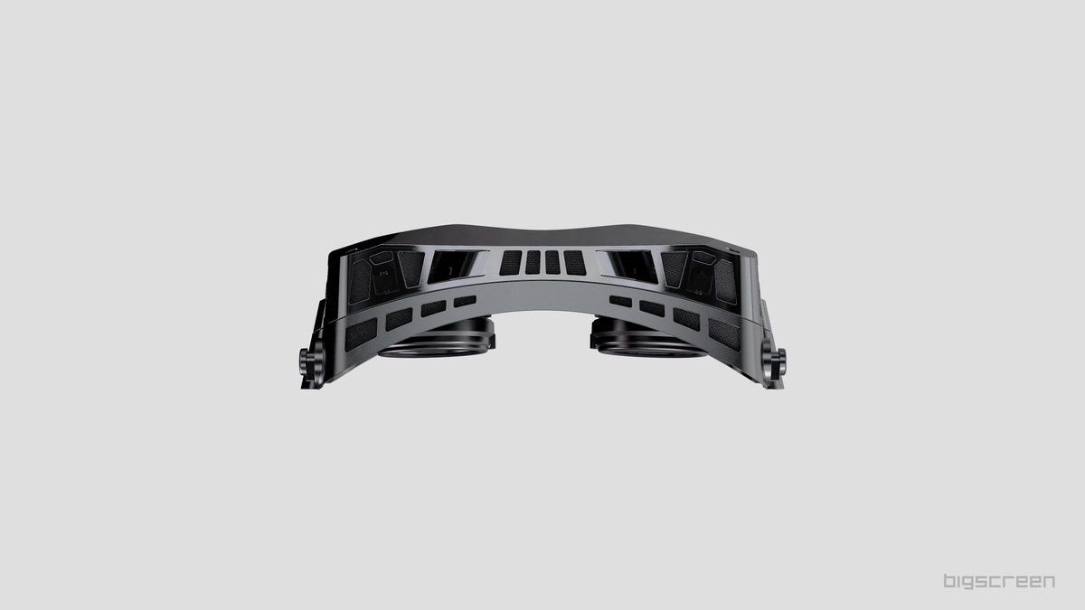 Tyrielwood's tweet photo. This is the Bigscreen BEYOND

-5120 x 2560 OLED at 120hz
-Pancake Lenses
-Custom 3D scanned Fit
-127 grams

This thing is TINY! https://t.co/pQ7T9GDliv