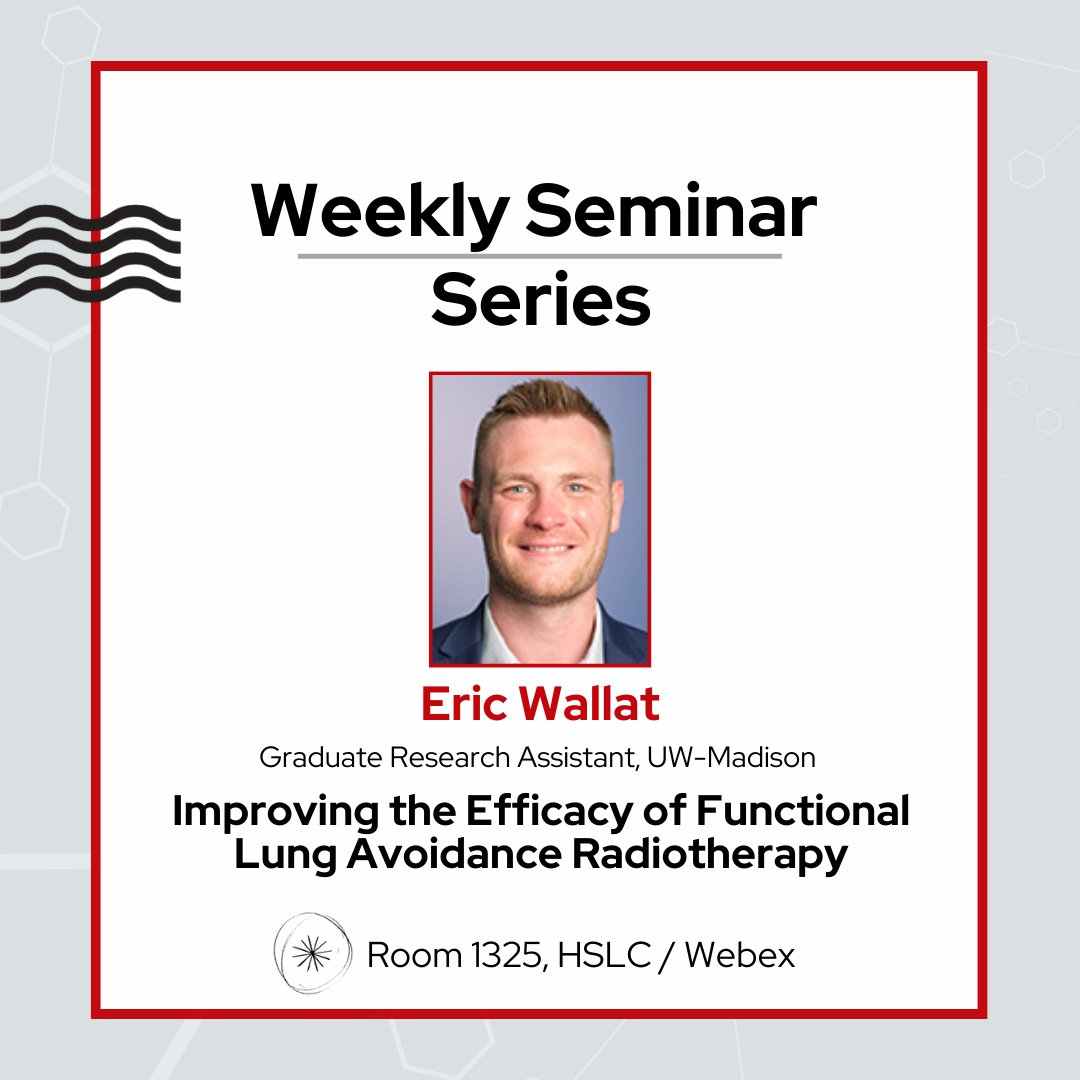📣 Today our weekly seminar series features Daniel Bushe and Eric Wallat, graduate research assistants in our department. For abstracts and details check out medphysics.wisc.edu/seminars/view/…
📌NOTE: There will be no seminar next week February 20.