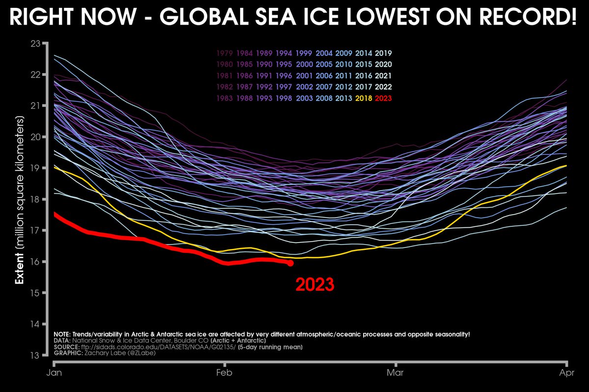No changes to report ➡️ global levels of sea-ice extent continue to remain the lowest ever recorded in our satellite record...

More visualizations: zacklabe.com/global-sea-ice…