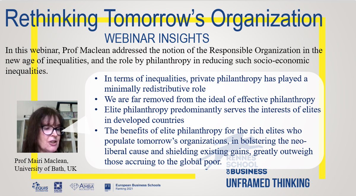 Learn2Evolve's tweet photo. Fascinating insights from @MairiMaclean1 at today's Webinar exploring Tomorrow's Organization @RennesSB #philanthropy #Research https://t.co/DIrITTQ6Yx