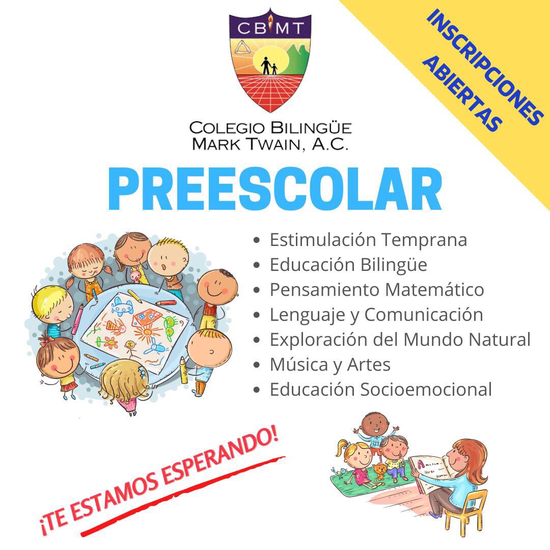 CBMT_MTY's tweet photo. INSCRIPCIONES ABIERTAS
Maternal, Preescolar, y Estancia por las tardes. 
¡Pregunta por nuestras promociones!
#MtySur #kinder #preescolar #bilingüe https://t.co/gpBVwlUCEO