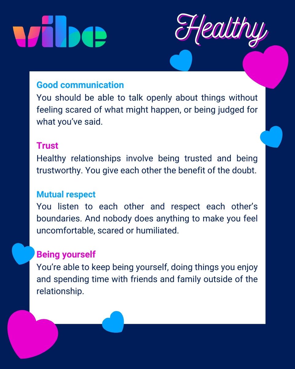 VibeUKOrg's tweet photo. Happy #ValentinesDay💝
Whether you are celebrating today or prefer to ignore it, the foundations of a healthy relationship are very important.
Have a look at the following and consider if your relationship with others is healthy or unhealthy. 💌
#relationshipmodel #youthwork https://t.co/bInOId5EK1