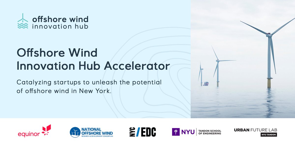 NYCEDC's tweet photo. Startups are encouraged to apply to join the Offshore Wind Innovation Hub in New York City for a unique opportunity to engage w/ @EquinorWindUS who is developing the #EmpireWind and #BeaconWind projects. Apply by March 27: https://t.co/heOn1vcxmT https://t.co/5qpcXtJeyN