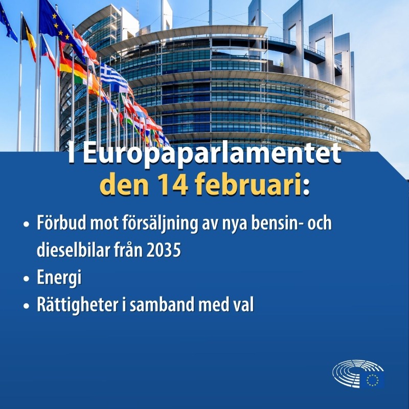 Europarl_SV's tweet photo. Plenarsammanträdet i Strasbourg fortsätter! På agendan idag står bland annat:
🚘 Förbud mot försäljning av nya bensin- och dieselbilar från 2035
⚡ Energi
🗳️ Rättigheter i samband med val

#EPsession
