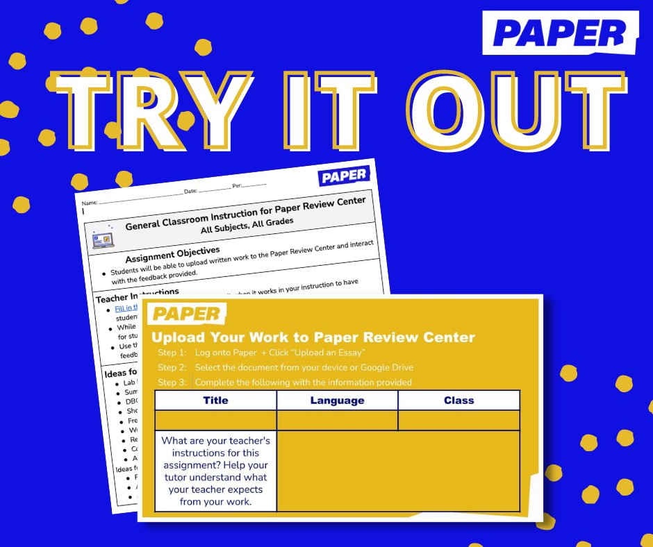 Teachers, were you revising your students' writing while watching 🏈🏆Superbowl LVII last night?

Let <a href="/paperlearning/">Paper</a>  Review Center take that off your plate! This resource makes it easy for students to submit their written work for review: bit.ly/PaperReviewCen…

#HowWePaper