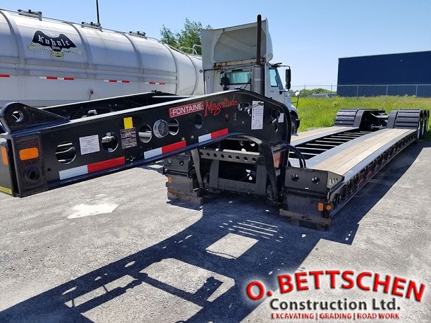 Our 55-tonne low boy float can move anything from small skid steers to large excavators. When you need equipment moved from point A to point B, call O. Bettschen Construction! bit.ly/3ba2HKs