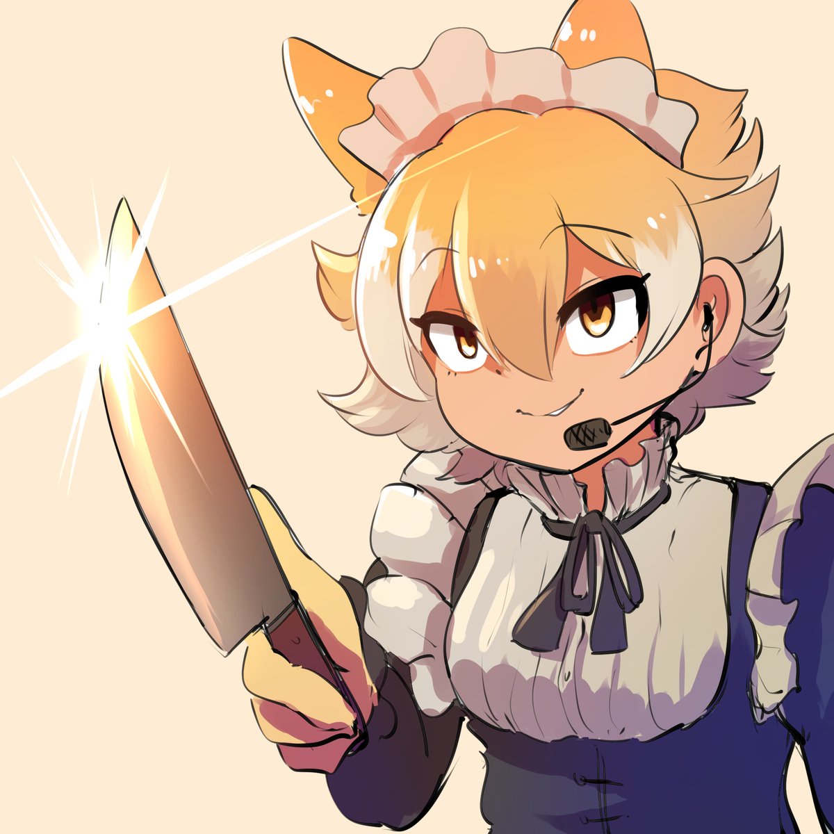 1girl animal ears solo wolf ears maid short hair microphone  illustration images