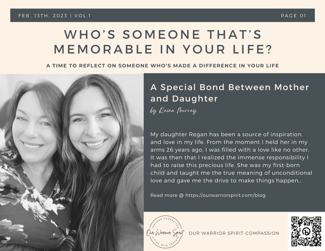 RainaMurray22's tweet image. As we go along in life, there are certain people that have made a difference &amp;amp; have touched our lives in a meaningful way.
Read more @ ourwarriorspirit.com/blog
Who has touched your life and made a difference in a memorable or meaningful way?
community.

#rwarriorspirit #love