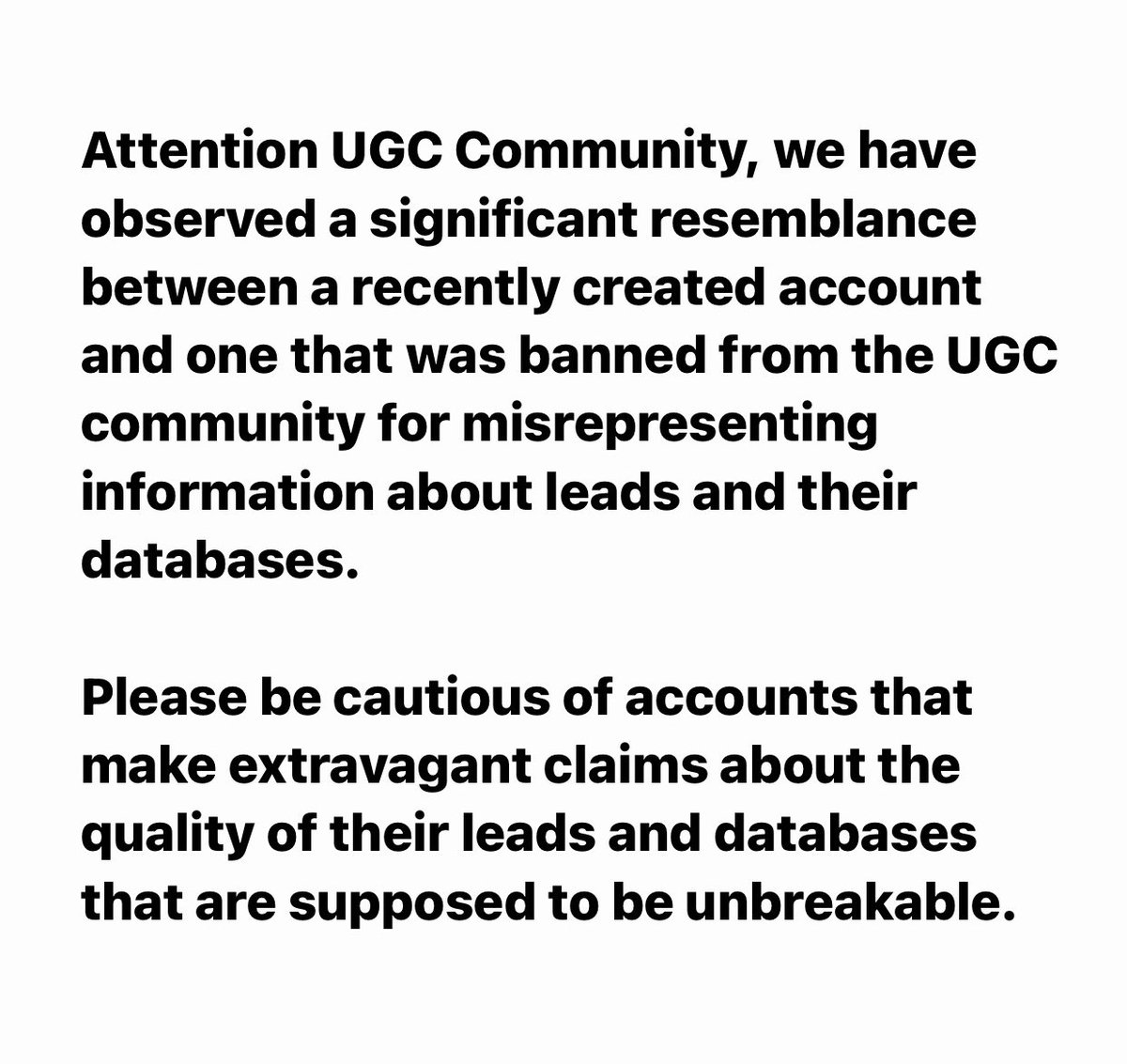 ATTENTION #UGCCOMMUNITY 🚨