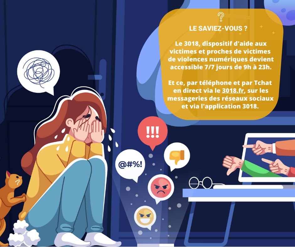 crijhdf's tweet photo. [LE SAVIEZ-VOUS ❓]

▶️A l'occasion du Safer Internet Day, le Gouvernement français a annoncé l'élargissement du 3018 géré par @eenfance.
✅Ce dispositif est désormais accessible 7️⃣/7️⃣ jours, de 9h à 23h, tous l'année sans exception.

➕d'infos ⤵️
https://t.co/gpU0bs3Wkz https://t.co/D5XU4D5lO3