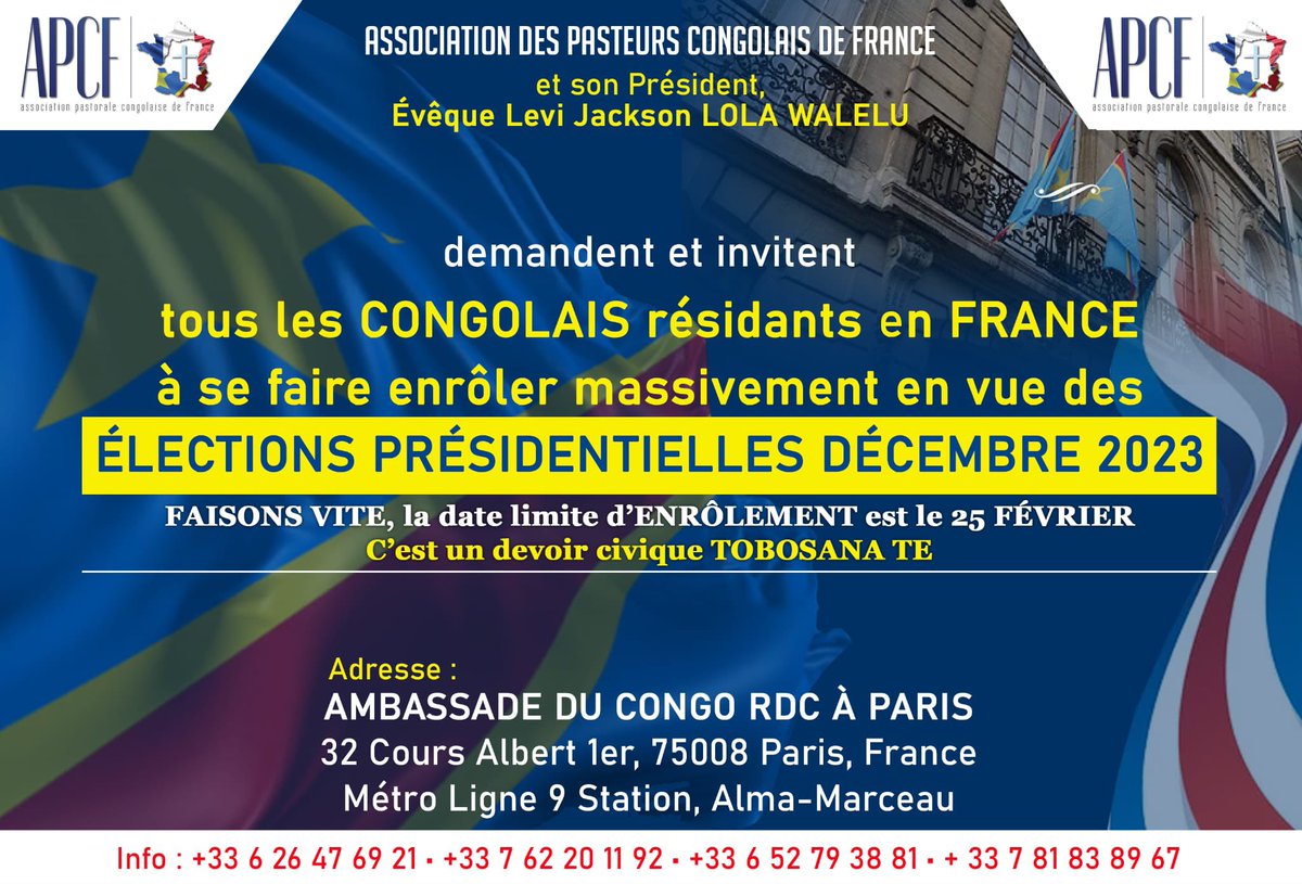 levi2005's tweet photo. FAITES VITE SVP. Les Congolais de France . FAITES-VOUS ENRÔLER MASSIVEMENT MERCI https://t.co/ELRTaIJOhl