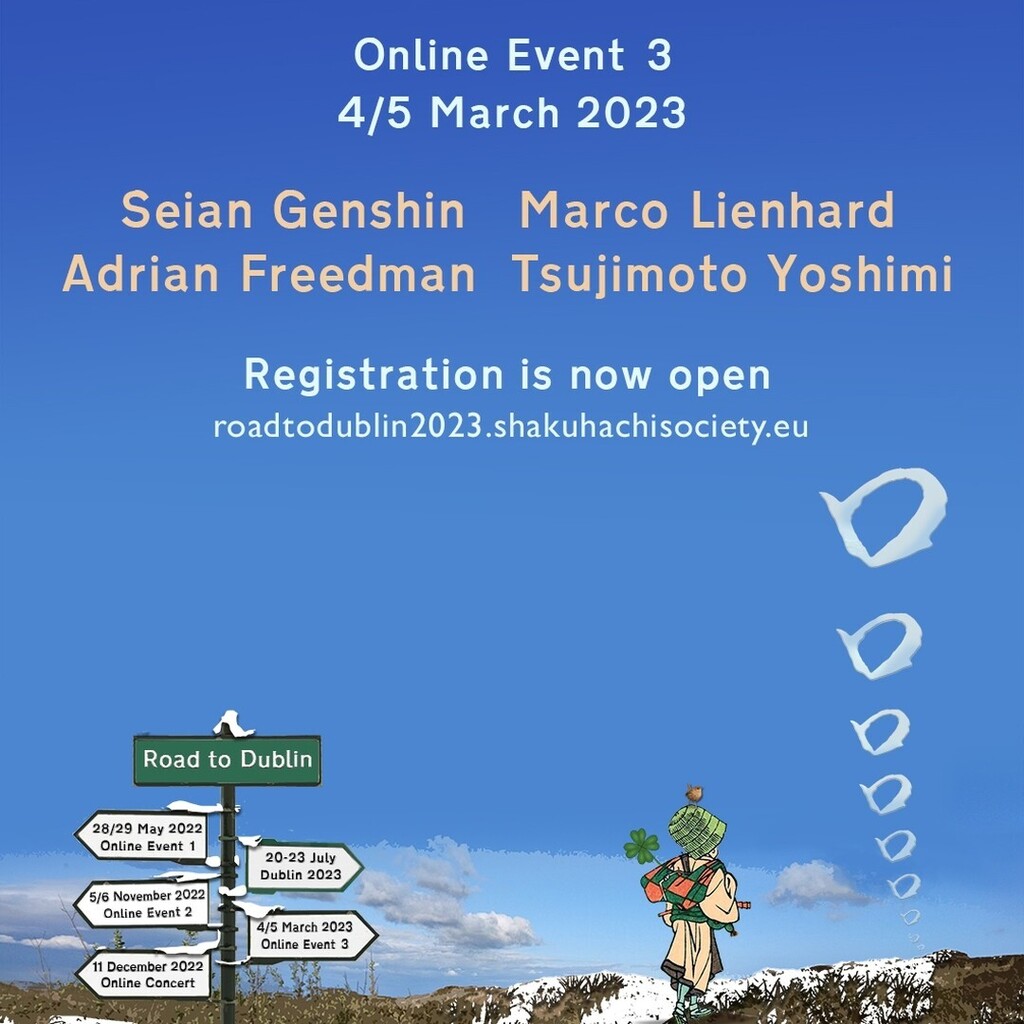 AdrianFreedman2's tweet photo. If you are a shakuhachi player and feel drawn to learning any of my original pieces, there's an oportunnity coming soon, as I feel honored to be invited as a tutor at this year's European Shakuhachi Society online shakuhachi event. I shall be teaching my… https://t.co/ABSWQsiML5 https://t.co/HcGSKPntf0