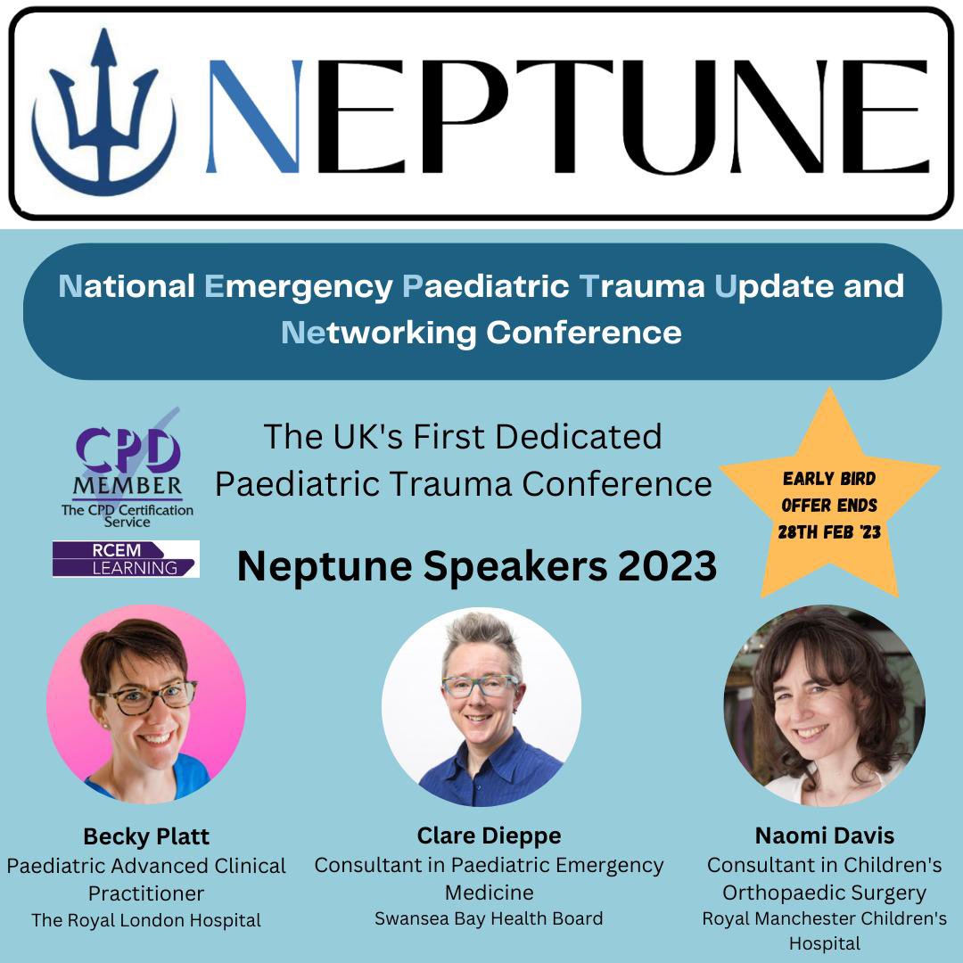 Follow us Today,as we announce again…<a href="/clare_dieppe/">Clare Dieppe</a> <a href="/BeckyPlatt3/">Becky Platt</a> <a href="/naomidavis/">naomi t s d</a>- will be live <a href="/NEPTUNEConf/">NEPTUNE</a> #neptune23. Are you ready?☺️ Ready = Book. Book now= Early Bird. Early Bird + Book now= Networking at Paediatric Trauma Conference! -No ‘I’… it’s ‘we’ #collaboration #teamwork