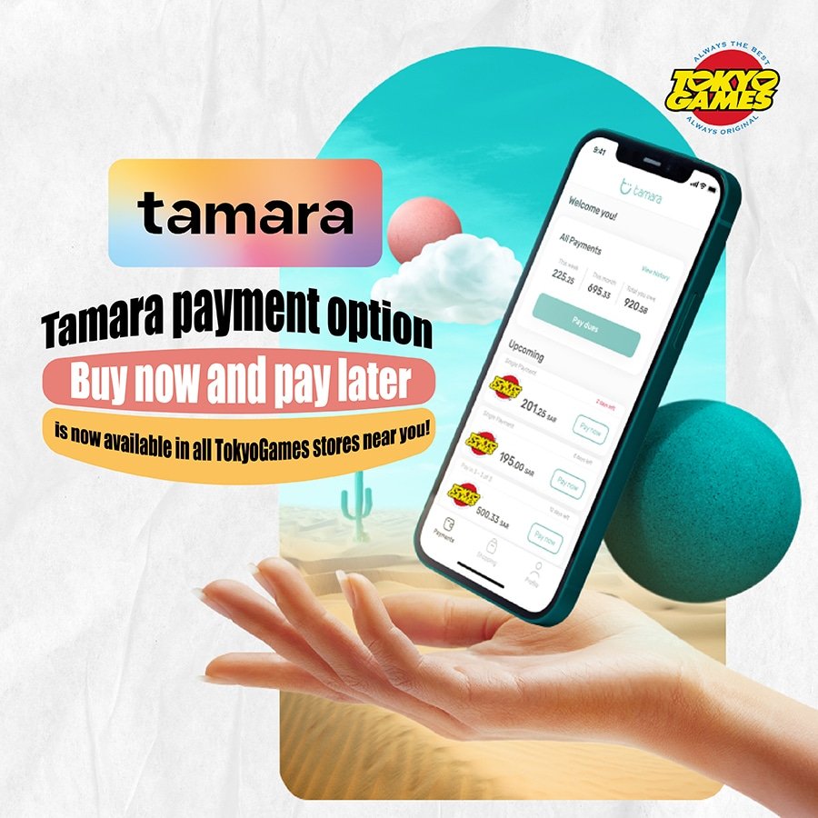 tokyogames's tweet photo. Tamara - split your payments in 3 easy payments in all TokyoGames stores near you!
#tamara #installment #splitpayment @useTamara @tokyogames https://t.co/x1kOWJubKD