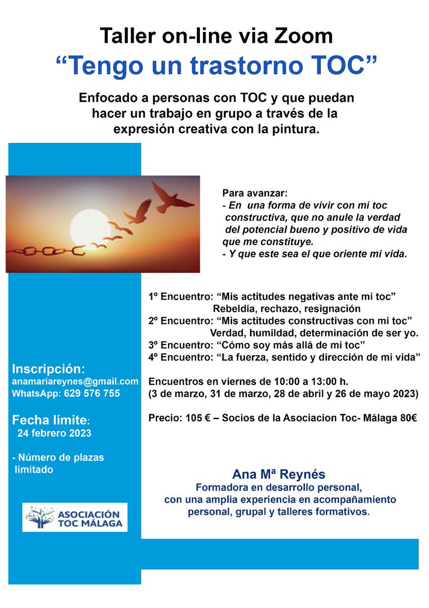 Hola nuevo taller a un precio minimo, para afectados de toc. Novedoso. ¿Te apuntas?