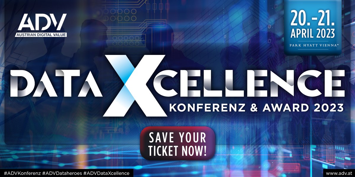 Auch dieses Jahr wieder ein Pflichttermin für alle Data Governance &amp; Data Excellence Expert:innen, und alle die, die es werden wollen: Am  20. &amp; 21. April findet die ADV Data Excellence Konferenz in Wien statt. 

Sichern Sie sich jetzt Ihr Ticket: 
events.adv.at/ep/7o7g/