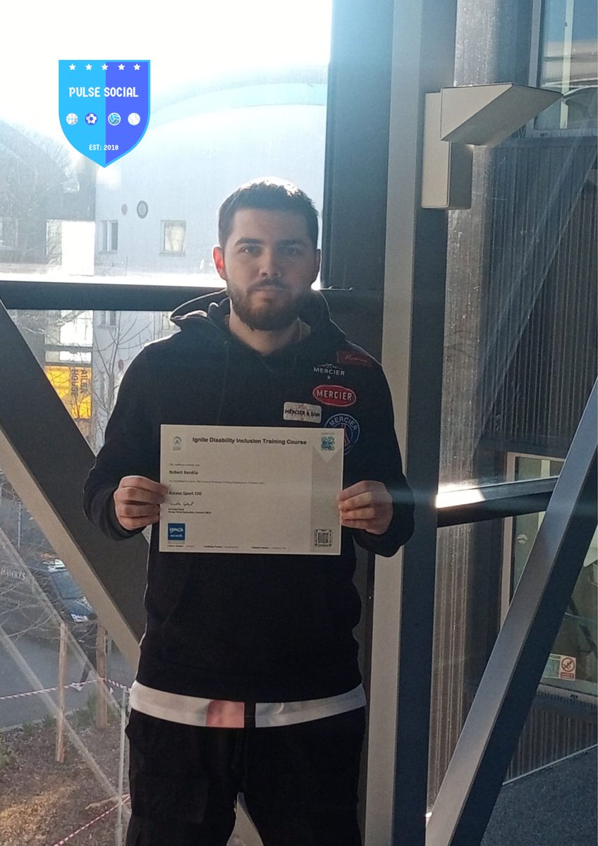 PulseSocialCIC's tweet photo. 👏👏👏 Congratulations Berdila Andrei Robert for completing your @YMCAEng_Wales Award Ignite Disability Inclusion Training Course in delivery partnership with @AccessSport
#DisabilityTraining #YMCA #Certificate https://t.co/WMRVeIZMxb