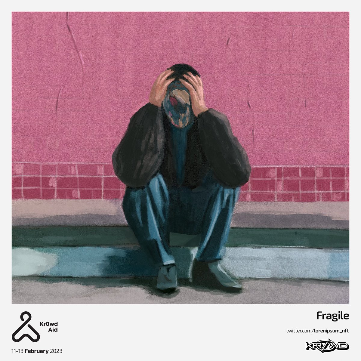 Hi frens🖤
My artwork 'Fragile' for <a href="/Kr0wded/">kr0wd</a>'s AID drop.

77 artists donated their artworks to raise funds and awareness for devastating earthquakes in Turkey. 🫂🖤

We have passed 560 mints so far and last 12 hours to mint. All sales will go directly to <a href="/ahbap/">Ahbap</a>'s wallet. Link👇