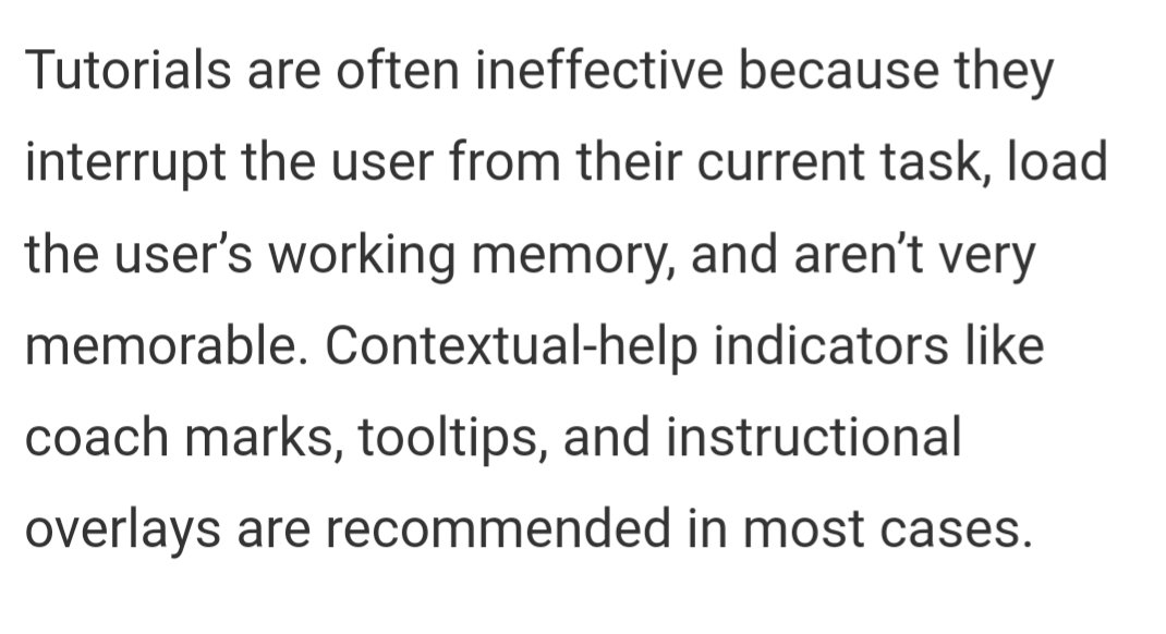 Onboarding Tutorials vs. Contextual Help nngroup.com/articles/onboa…
#techcomm #usability
