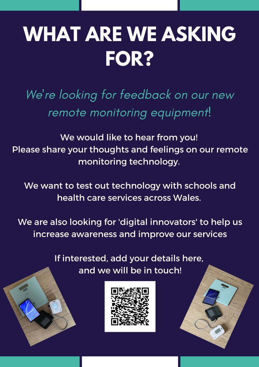 We are looking for digital innovators to help us increase awareness and improve our service! Please use the QR code to let us know if you are interested!

<a href="/AlkaSashin/">Alka Ahuja MBE</a> <a href="/teccymru/">Technology Enabled Care Cymru</a> <a href="/MichelleCookTEC/">Michelle Cook</a> @davewilliams2 <a href="/jamesdruce/">James Alix Druce-Perkins</a> <a href="/OllieJon/">Ollie John</a> <a href="/RCPsychWales/">Coleg Brenhinol y Seiciatryddion</a>