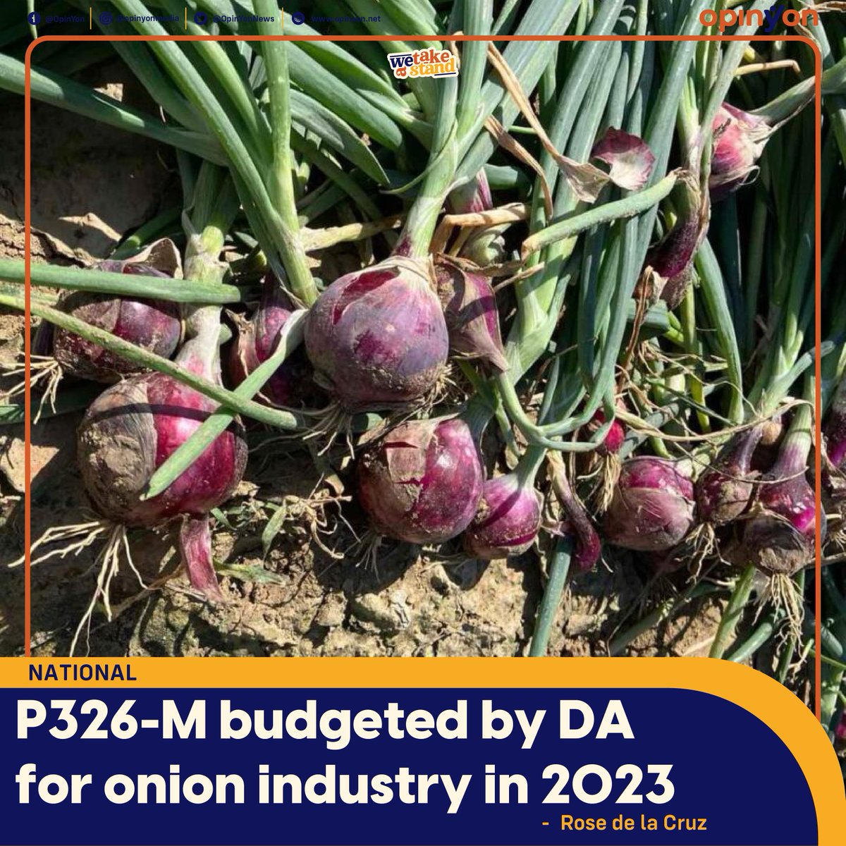OpinYonNews's tweet photo. P326-M budgeted by DA for onion industry in 2023
By Rose de la Cruz

Read more
https://t.co/WyC18OHfQW

#326M #DA #Onion #OnionIndustry https://t.co/QuDUwOLehN
