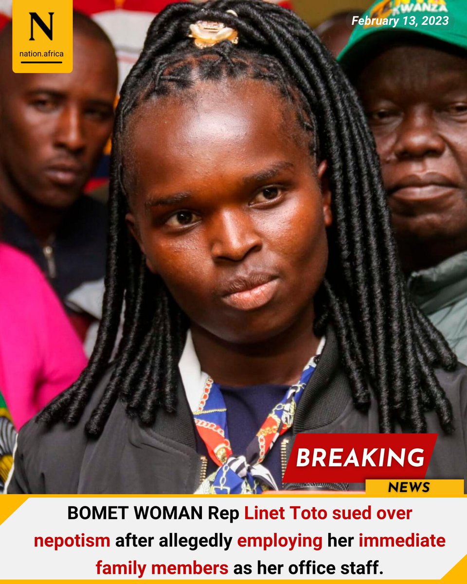 NationBreaking's tweet photo. BOMET WOMAN Rep Linet Toto sued over nepotism after allegedly employing her immediate family members as her office staff.

https://t.co/UaZCEyfCeQ https://t.co/sBbXQ44fZE