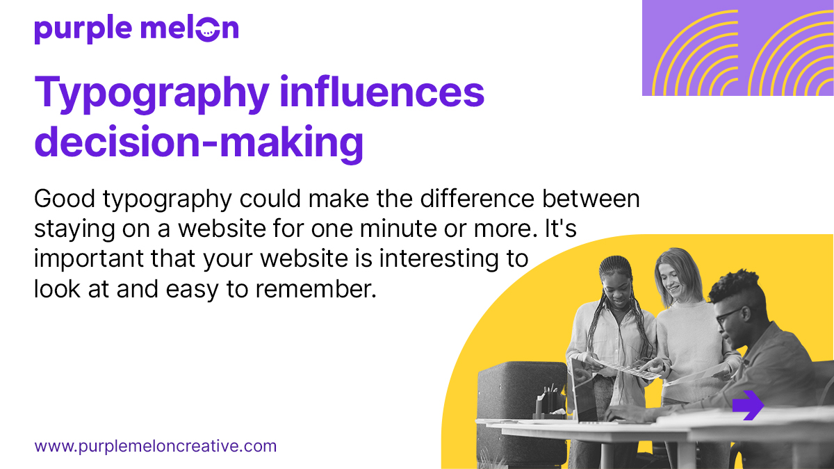 purple_melon's tweet photo. Why is it crucial to have good typography?

👉 Typography builds brand recognition. 

👉 Typography influences decision-making. 

👉 Typography holds the attention of the readers.

#purplemelon #digitalmarketingtip #rebranding #branding101 #digitalmarketingtip #typography https://t.co/AX7bbpUL7x