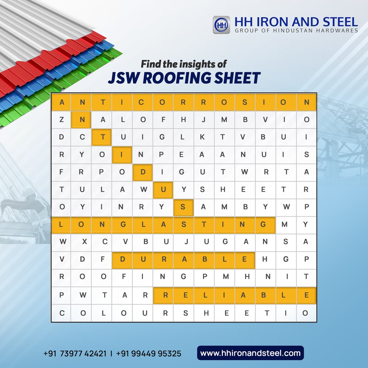 HH_Iron_Steel's tweet photo. The physical properties of JSW Roofing Sheets from HH Iron and Steel fulfil your roofing requirements in different aspects.

https://t.co/rJ6GDBGJB6

#puzzle #findout #insights #silveron #Colouron #construction #JSW #jswsteel #jswroofing #jswsilveronplus #hhironandsteel https://t.co/1TTAeL8G0A