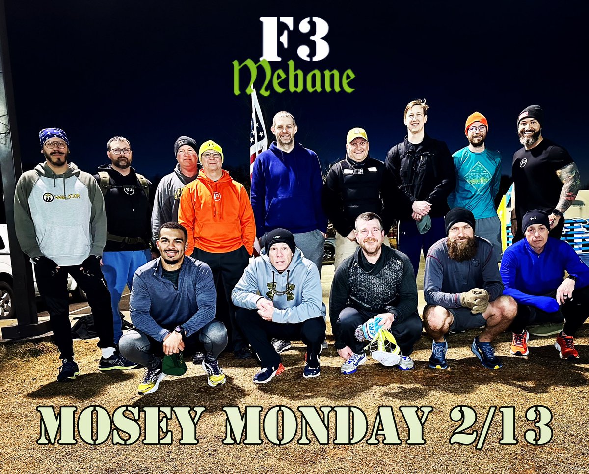 14 Pax didn’t let Super Bowl festivities interfere with their 5:30AM run or ruck this morning at Mosey Monday!