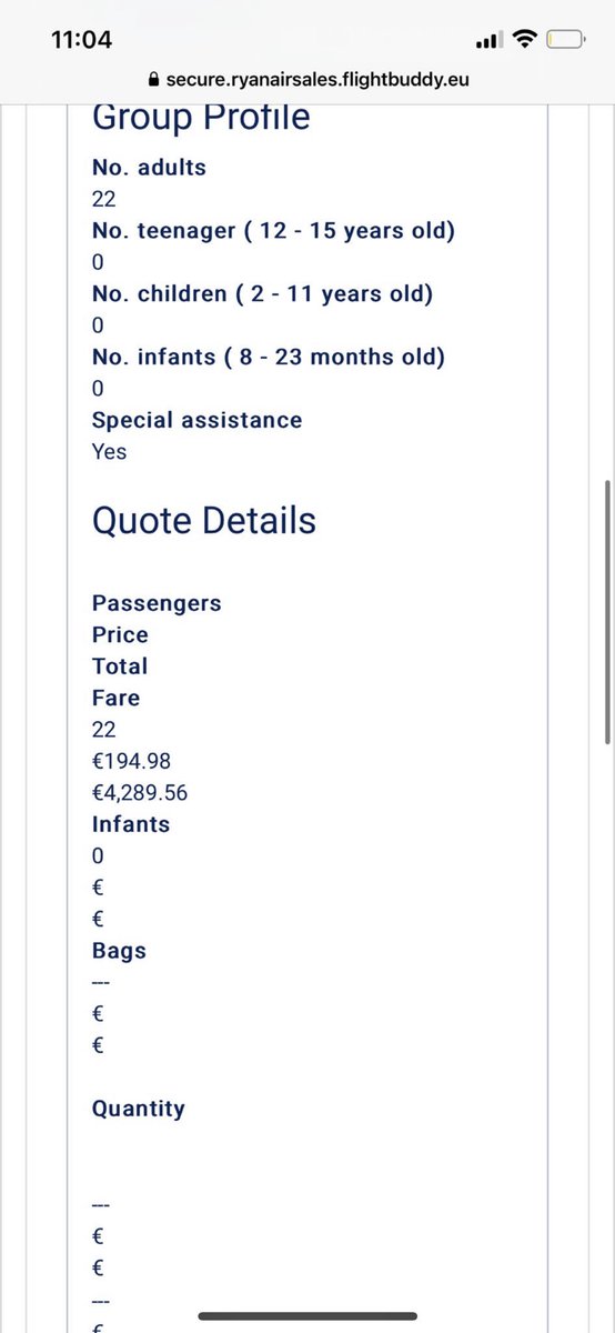 boc_smith's tweet photo. @Ryanair @askryanair Accepted a quote (586236) in €s for 22 people Leeds to Faro - I have waited 10 days for you to ring and take payment and after accepting the quote you have subsequently just updated the quote in £s where you have just switched the € sign for £ sign ????? https://t.co/zycyRNqjM8
