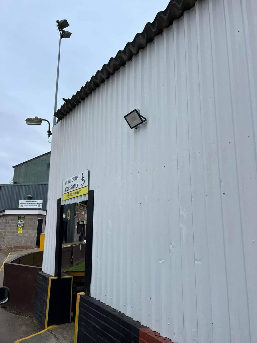 PrescotCablesFC's tweet photo. Big thank you to our friends at the ADAM Foundation who kindly funded the installation of some new motion sensor lights around the entry to the Joseph Russell Stadium. Big thanks also to CW Electrical for carrying out the work. ❤️ https://t.co/LSzAmSK9tO