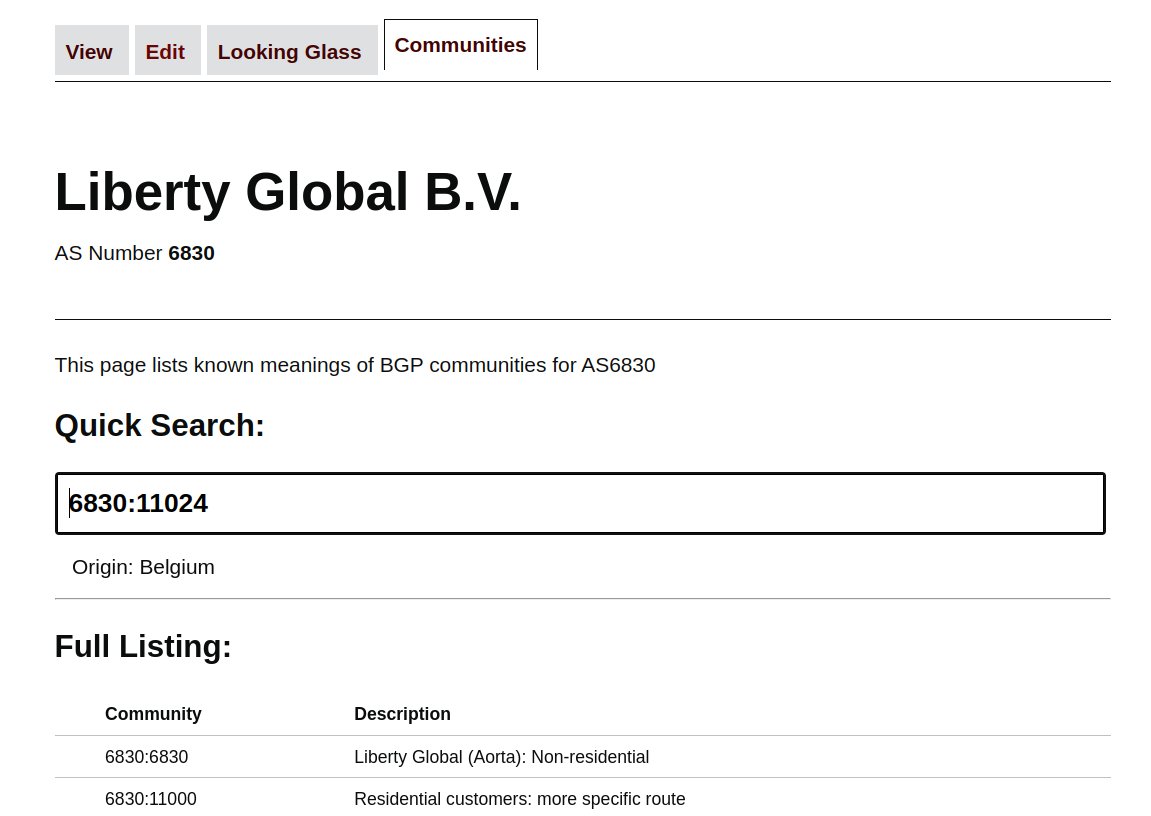 bgptools's tweet photo. New feature!

Known BGP community strings are automatically translated on the looking glass.

In addition there is a new tab on ASNs that show the known BGP community strings (with a quick search)

Are your communities missing? Log in and add them in the "Profile" tab! https://t.co/3BfuA055cY
