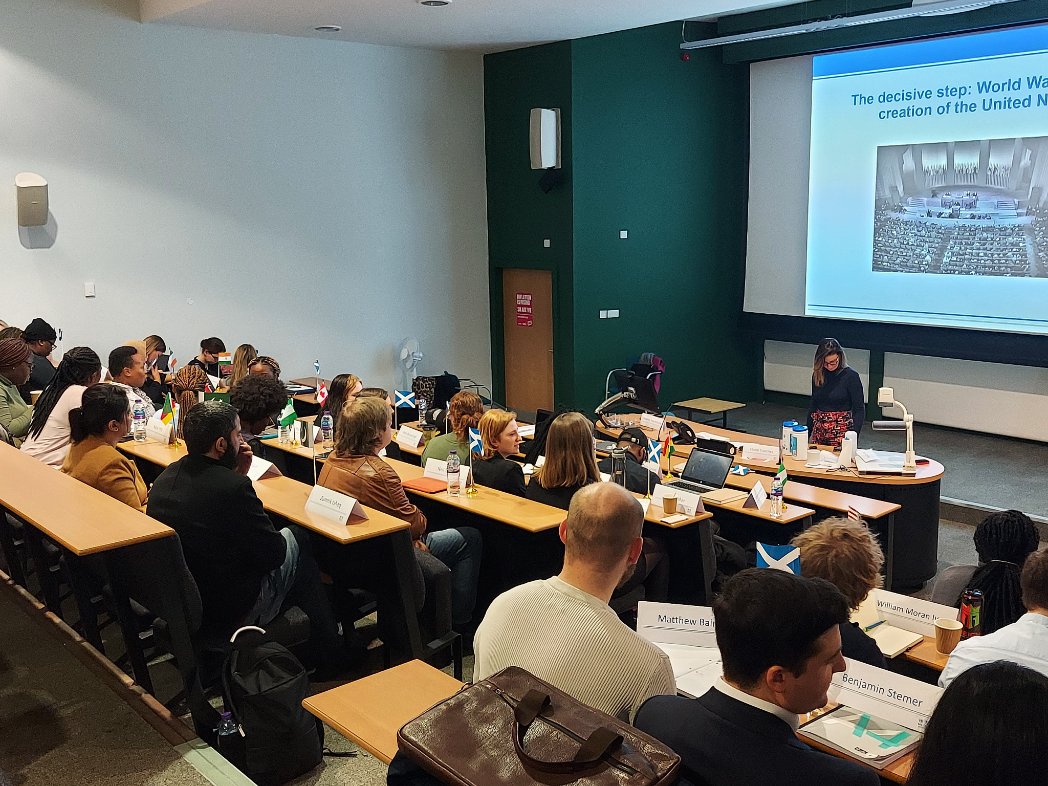 DrDamianEtone's tweet photo. Welcoming our @UNITAR  partners today for an expert session with our MSc #HumanRights &amp; #diplomacy students on the UN system. Exciting session led by @elodietranchez  with our diversed class with students from over 10 countries including 🇲🇹 🇳🇬 🇮🇹 🇨🇲 🇵🇰 🇬🇭 🇺🇸 🇮🇳 🇮🇪 @StirLaw https://t.co/oM0q41hqW8