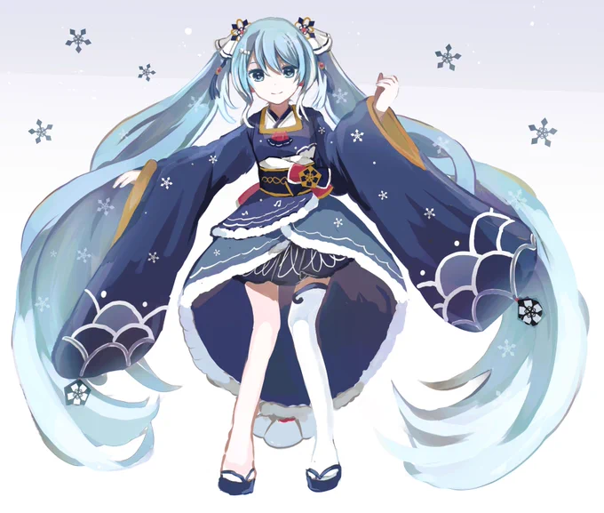 雪ミクの季節になったんで歴代うちの子雪ミクだと海テーマのホタテちゃんが一番好きにできた子で可愛くできたので見てくれ～～～ 
