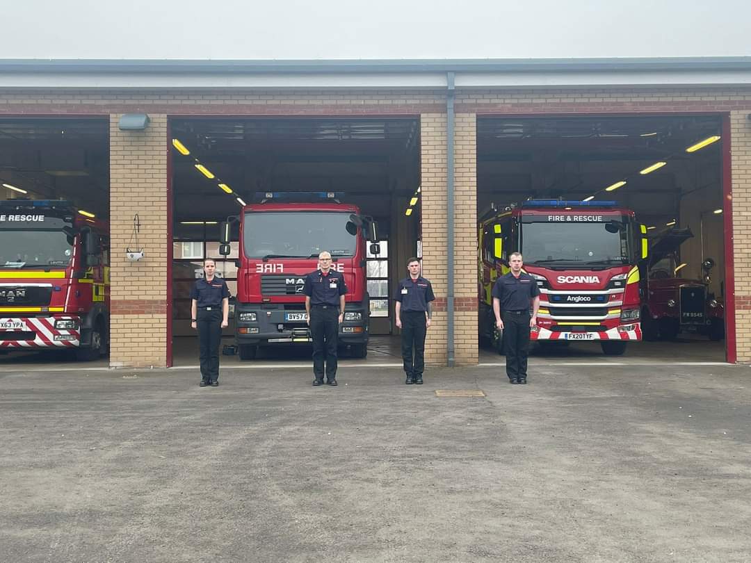 Today @LouthFire crews held a minute silence to remember fallen Firefighter Barry Martin.