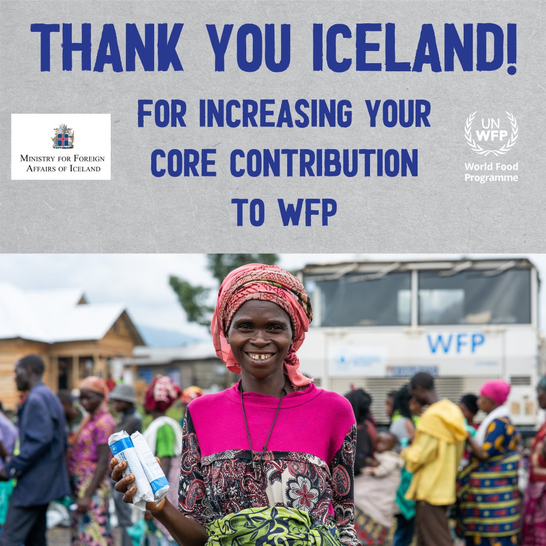 WFP_nordics's tweet photo. Thank you Iceland 🇮🇸 for tripling your core contribution to @WFP; from ISK 70M to ISK 200M. As the world continues to face an unprecedented food crisis, you are a true inspiration. WFP is proud of its partnership with @MFAIceland @IcelandDevCoop! Working together for #ZeroHunger. https://t.co/s8hcC3AGmY