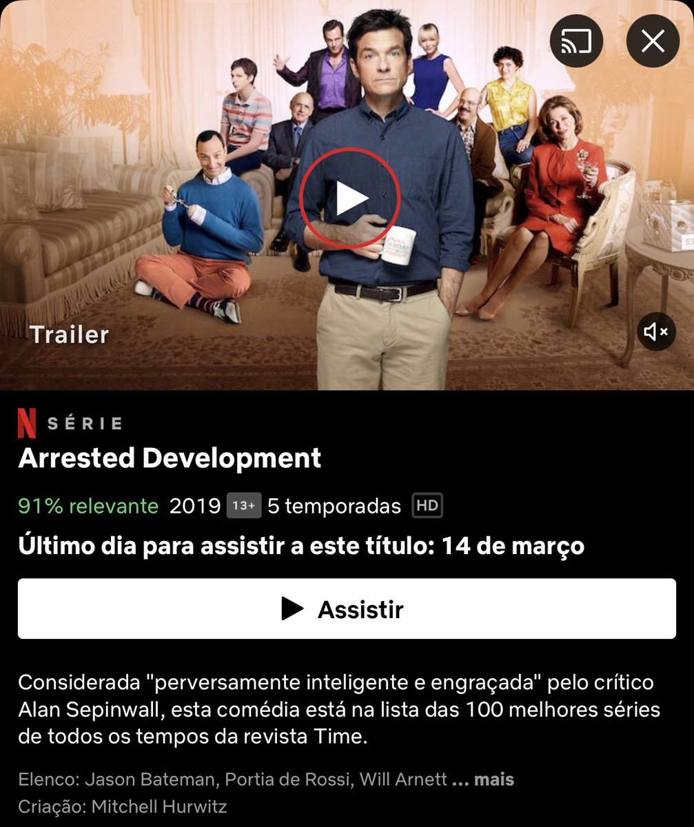 netflix_portal's tweet photo. As 5 temporadas de "Arrested Development" serão removidas do catálogo da @NetflixBrasil em 15 de março. https://t.co/VA3PSF3agZ