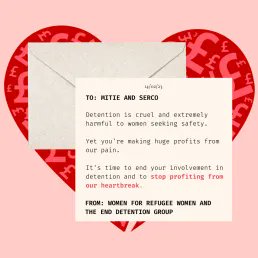 Women for Refugee Women : Stop Profiting From Our Heartbreak @mitie : Valentine's Day action buff.ly/3K3QEkC ##NoToHassockfield