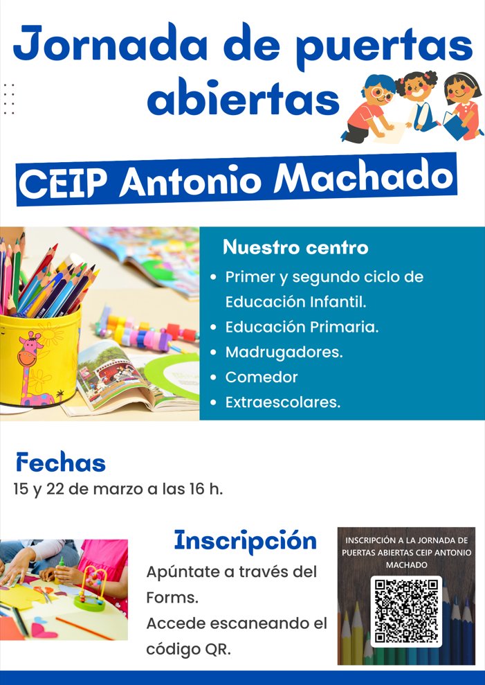 Puertas abiertas CEIP Antonio Machado. ¡Apúntate!