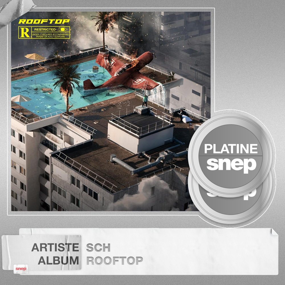 snep's tweet photo. L’album « Rooftop » de SCH est certifié Double Platine ! 💿💿
200 000 équivalents ventes 📈
Bravo ! 👏 https://t.co/hDvILibS7C