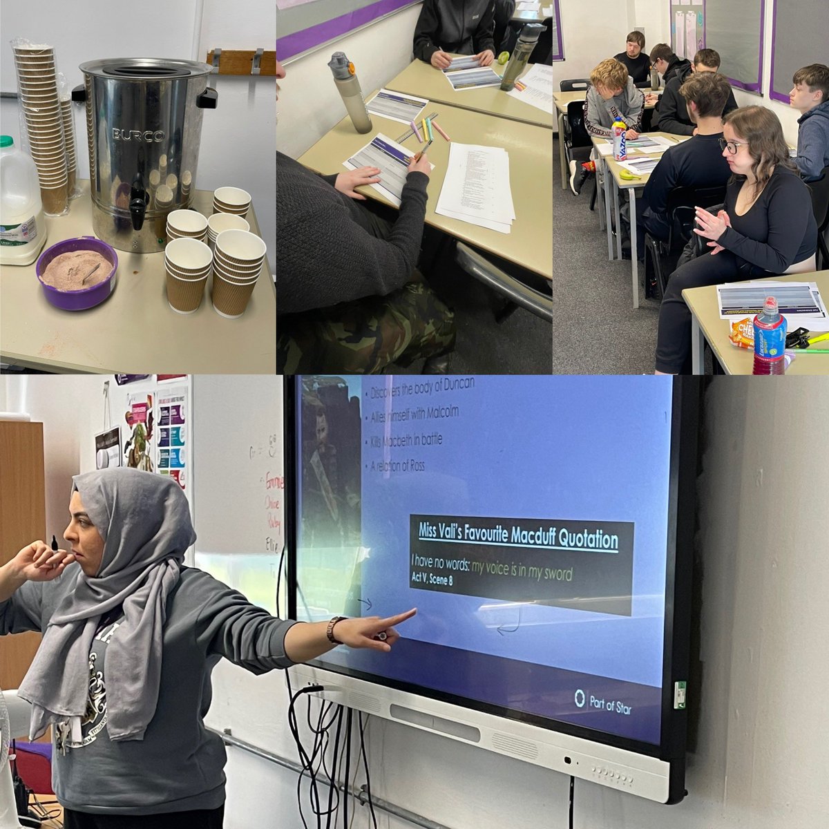 ValleyLAcademy's tweet photo. English revision is under way: pupils are understanding how Shakespeare presents Lady Macduff and Macduff before moving onto how Banquo is presented #LearnLikeAStar @StarAcademies https://t.co/6lkjZYVHGw