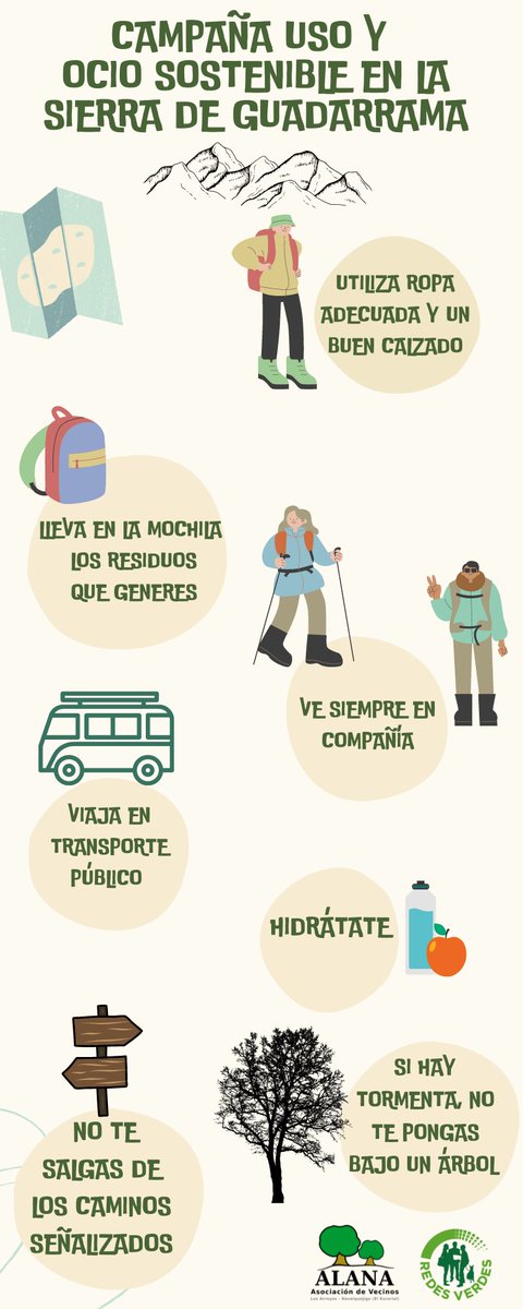 Esta campaña que estamos desarrollando en <a href="/redes_verdes/">Redes Verdes Por La Sostenibilidad</a> y <a href="/AsociacionALANA/">ALANA</a> para fomentar el uso y ocio sostenible en la Sierra de Guadarrama. En estos momentos en los que muchas personas suben a la Sierra a disfrutar de la nieve, es un buen momento para compartir algunos consejos